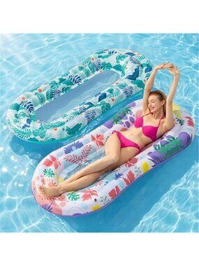 Pool Float Lounger 2 Pack Adult Water Hammock Mesh Raft With Headrest Footrest